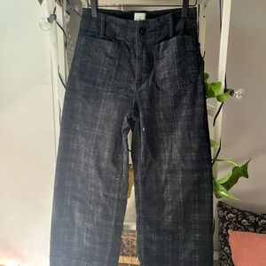 Black Plaid Wide Legs Cords